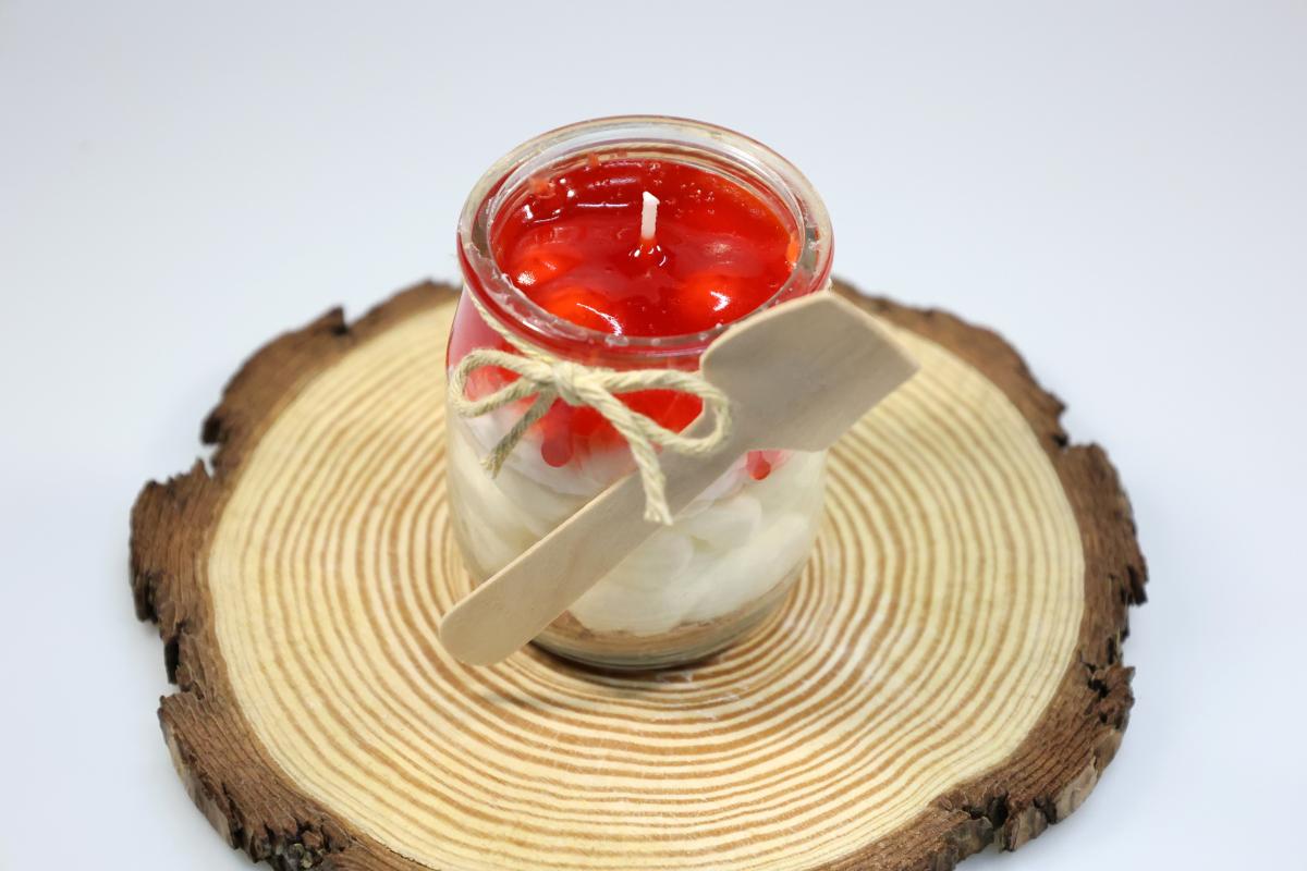 Vela em Copo Cheese Cake Morango
